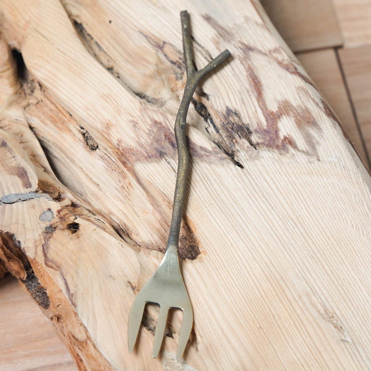 復古黃銅樹枝造型餐具,日系下午茶典雅叉子湯匙 - 富士通販