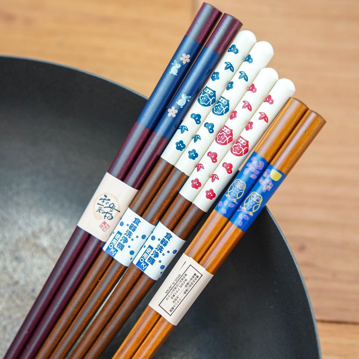 貓頭鷹、櫻花兔子日式風格筷子|日本製 - 富士通販