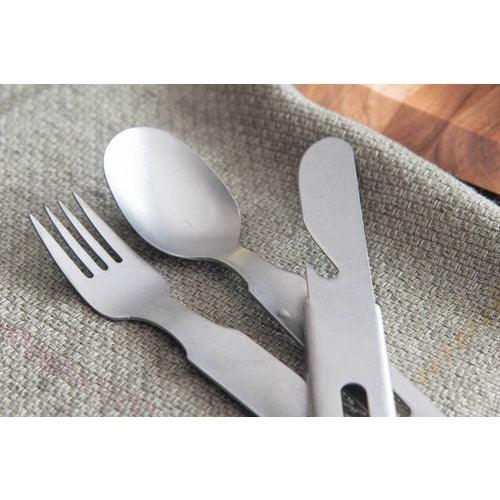 日本製 燕三條 露營餐具 三件組|湯匙 叉子 刀 可堆疊收納 - 富士通販