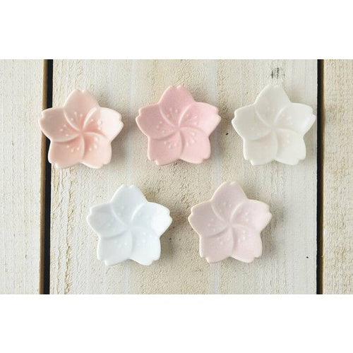 日本製 櫻花造型 筷架 五入 禮盒組|新居賀禮 筷托 日式筷子架 美濃燒 - 富士通販