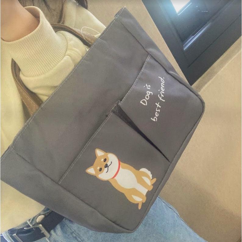 日本柴犬手提袋|動物袋中袋、灰色收納袋 - 富士通販