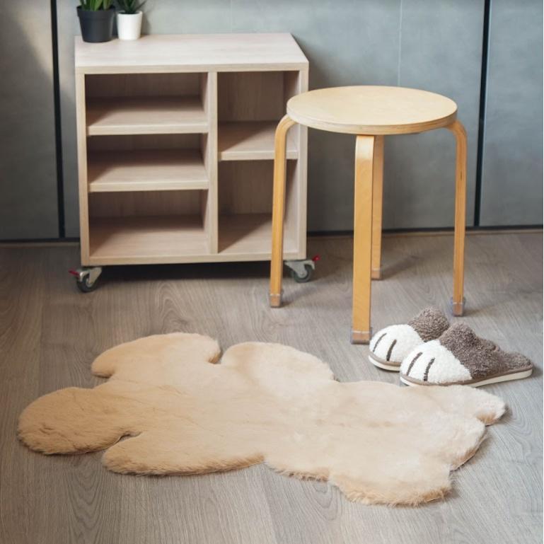 冬季保暖|泰迪熊柔軟毛絨地毯,乳白色 / 卡其色 - 富士通販