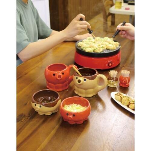 日式章魚燒小碗|可愛的容器,可以使用微波爐(紅色款) - 富士通販