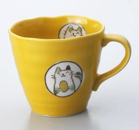 日本開運風水貓馬克杯|黃色招財、白色招福、藍色工作 - 富士通販