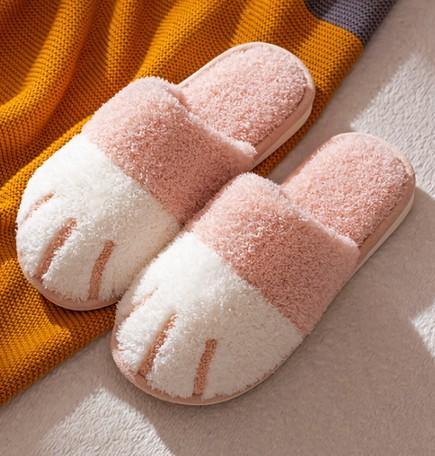 冬天保暖|可愛貓掌室內拖鞋,毛茸茸的貓爪 - 富士通販