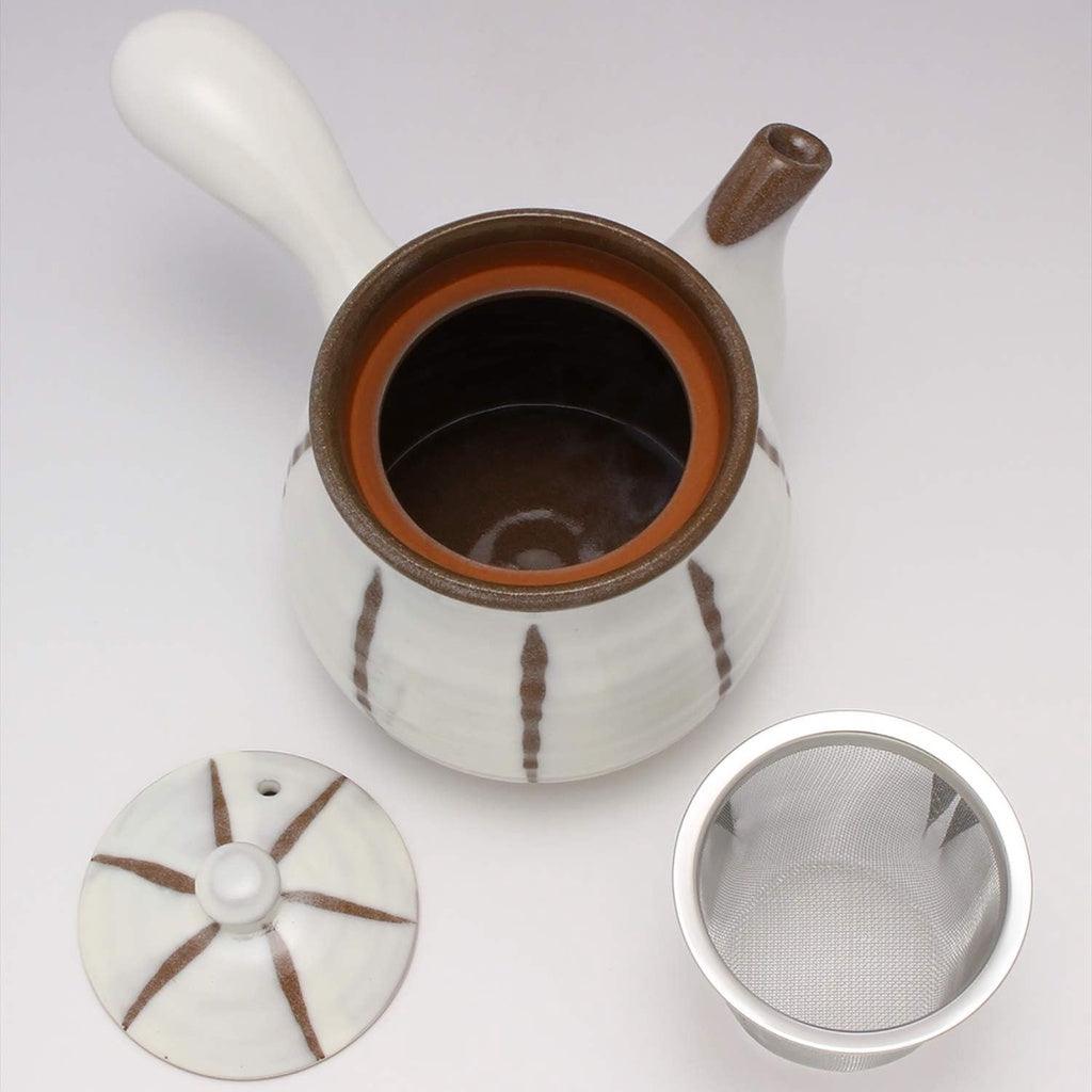 日本製 京十草六兵衛 陶瓷茶壺 附濾網|500cc 大容量 - 富士通販