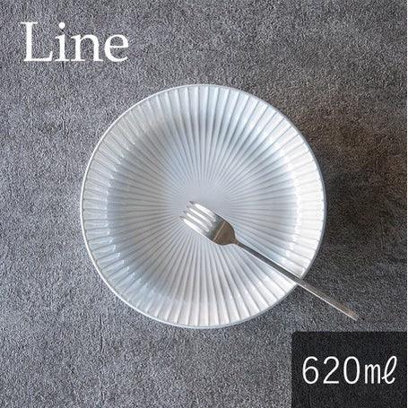 日本製 美濃燒 細條紋灰色圓盤|義大利麵盤 生菜盤 陶瓷餐盤 - 富士通販