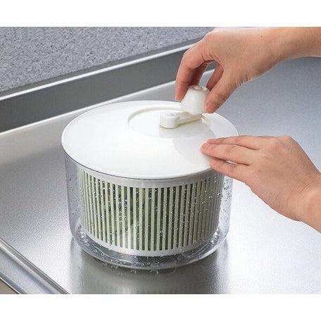 日本製 蔬果瀝水器|生菜沙拉 蔬果脫水器 甩乾瀝水籃 - 富士通販