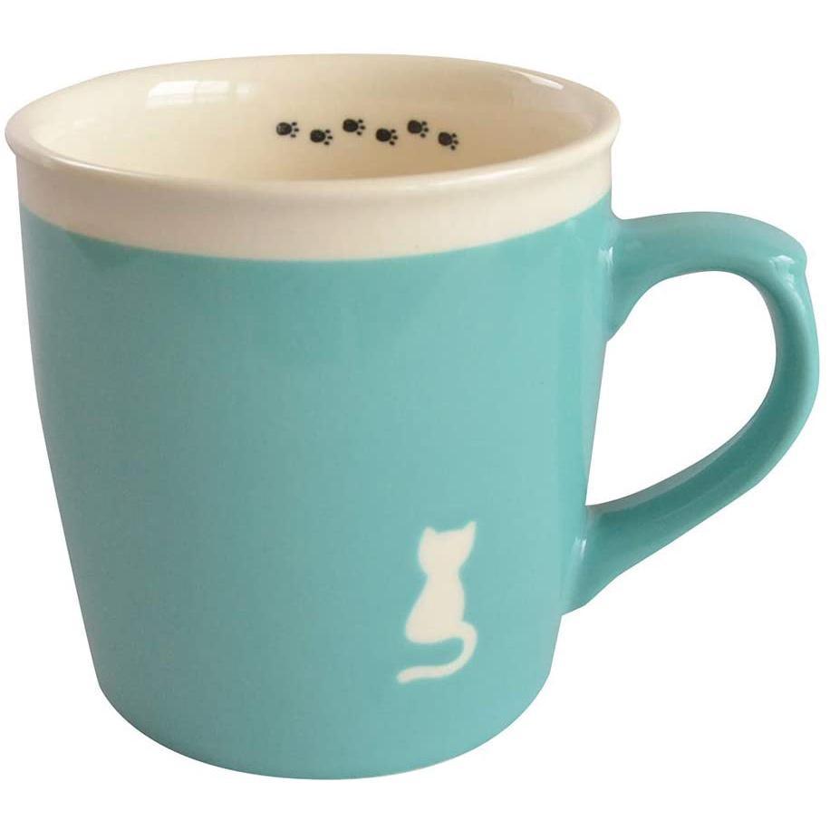 日本製 美濃燒 貓剪影馬克杯 藍/粉/綠/橘|貓咪馬克杯 貓奴 - 富士通販