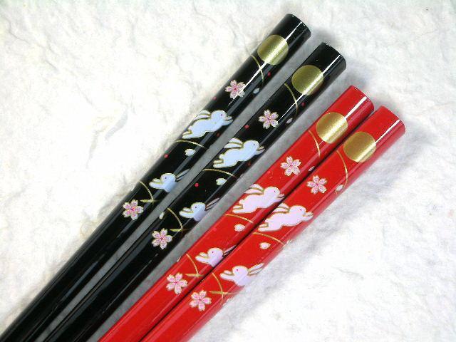 日本製 田中箸店天然月兔木筷|若狹彩繪日式防滑筷子 - 富士通販