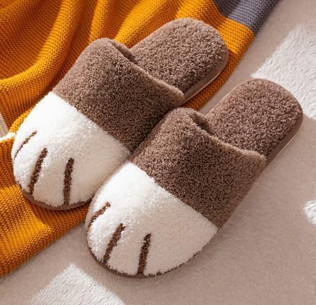 冬天保暖|可愛貓掌室內拖鞋,毛茸茸的貓爪 - 富士通販