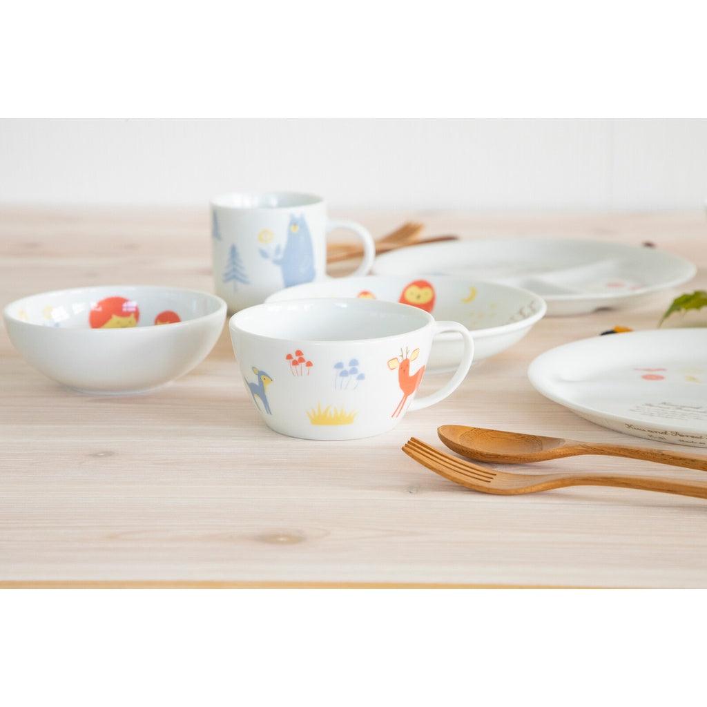 森林朋友 兒童餐具|陶瓷 圓盤 分隔盤 湯杯 - 富士通販
