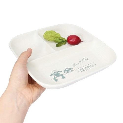 日本製笑笑羊卡通分隔餐盤|兒童餐具、露營、野餐盤 - 富士通販