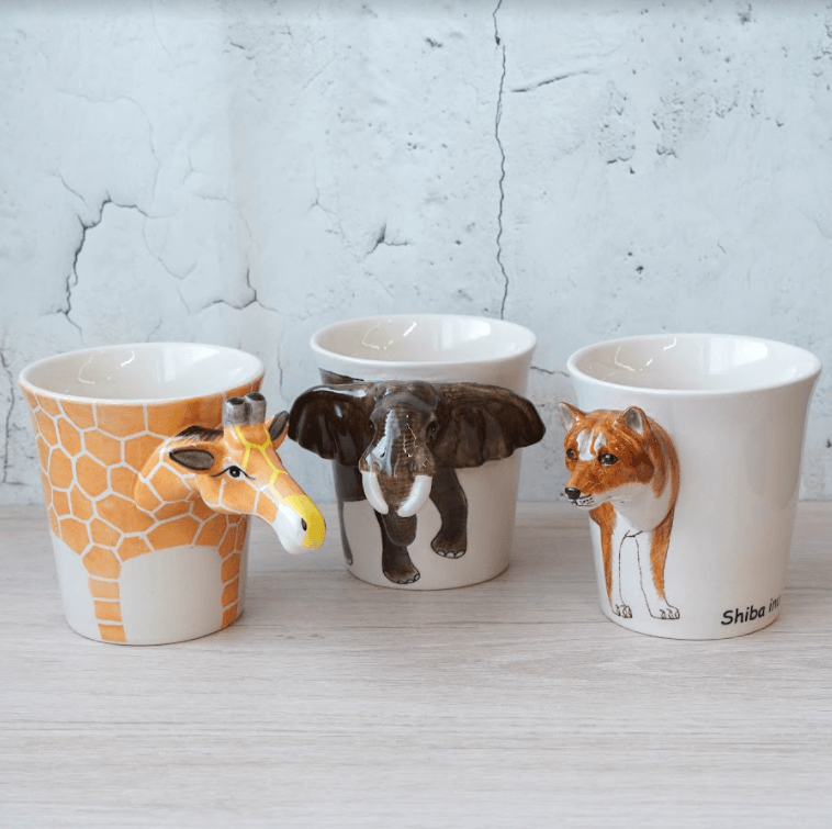 動物園區耐熱馬克杯|熊貓、猴子、大象、大猩猩、長頸鹿 - 富士通販