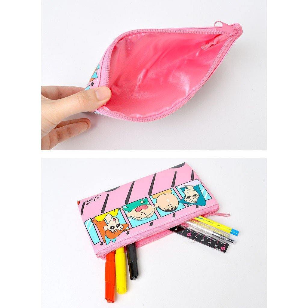 日本蠟筆小新皮質方型拉鍊鉛筆袋|文具包 - 富士通販