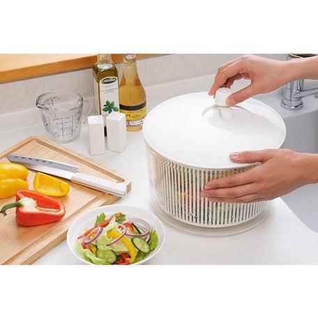 日本製 蔬果瀝水器|生菜沙拉 蔬果脫水器 甩乾瀝水籃 - 富士通販