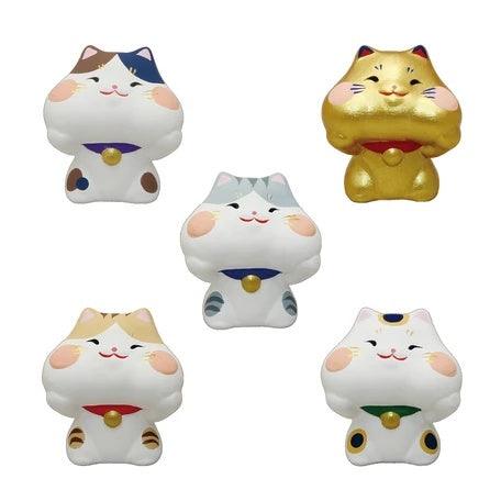 貓咪捧臉公仔|無釉陶瓷、辦公療癒、含算命書籤 - 富士通販