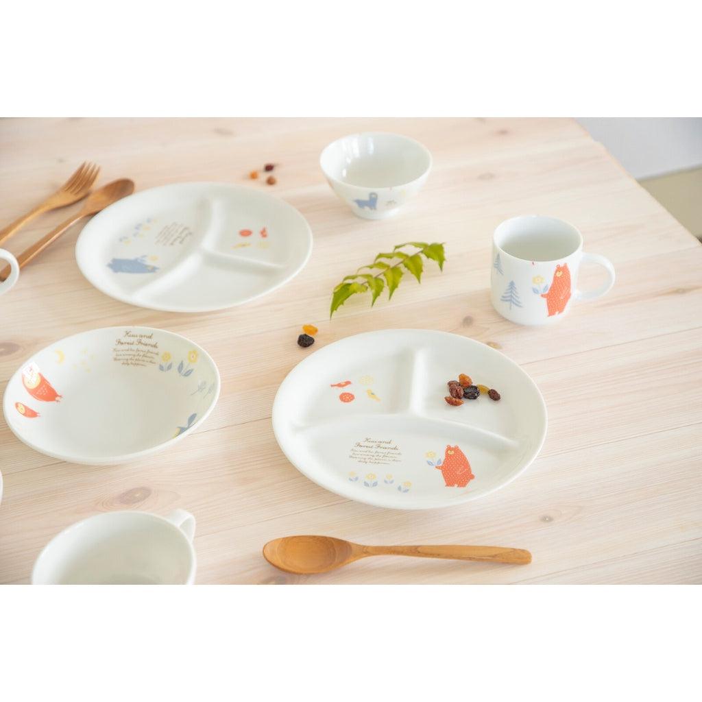 森林朋友 兒童餐具|陶瓷 圓盤 分隔盤 湯杯 - 富士通販