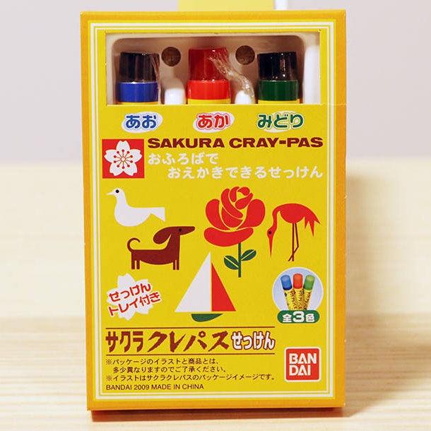 日本萬代三色肥皂繪畫蠟筆|浴室洗澡蠟筆玩具 - 富士通販