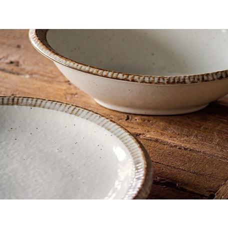 日本製 樸質十草 陶瓷橢圓碗|咖哩碗 日式陶瓷 - 富士通販