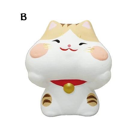 貓咪捧臉公仔|無釉陶瓷、辦公療癒、含算命書籤 - 富士通販