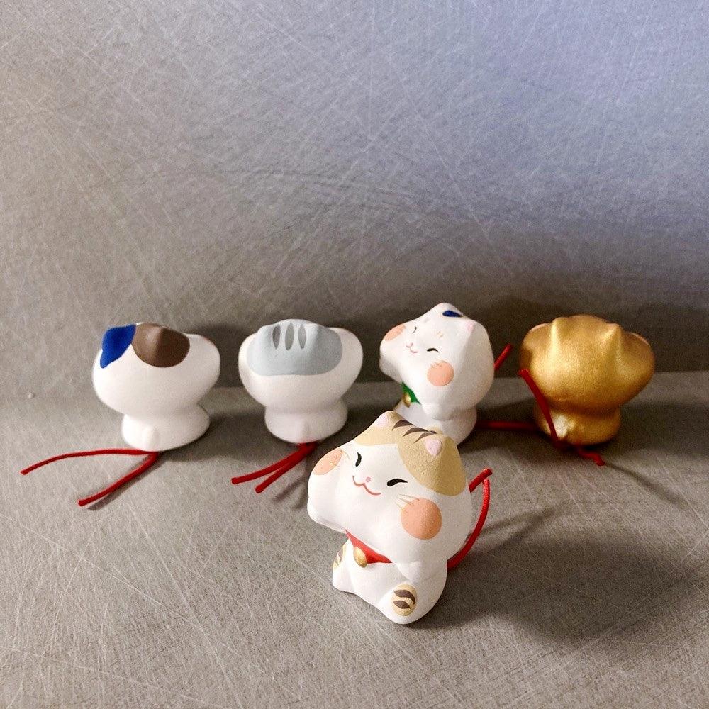 貓咪捧臉公仔|無釉陶瓷、辦公療癒、含算命書籤 - 富士通販