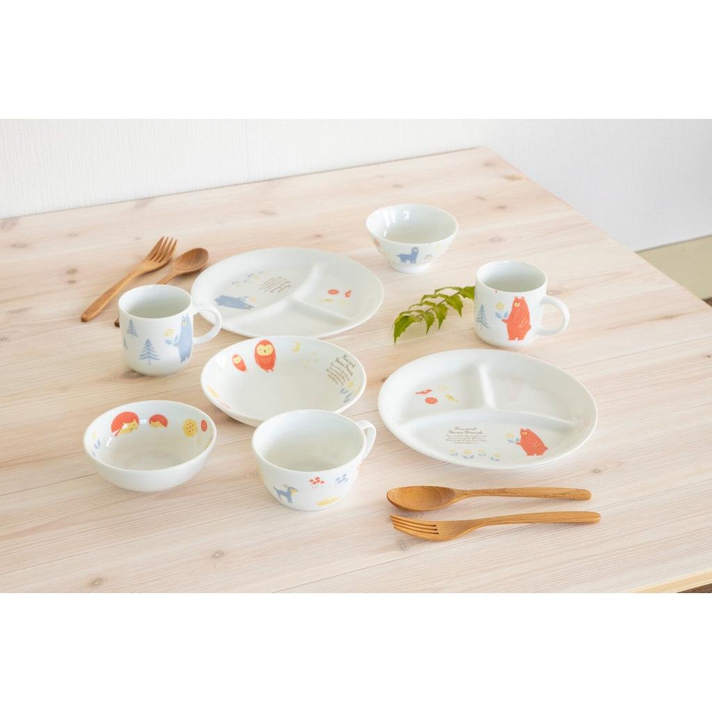 森林朋友 兒童餐具|陶瓷 圓盤 分隔盤 湯杯 - 富士通販