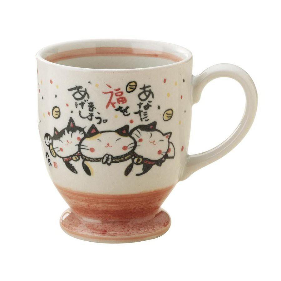 日本 來福貓平安祈福馬克杯|咖啡杯-紅色|藍色-日本製 - 富士通販