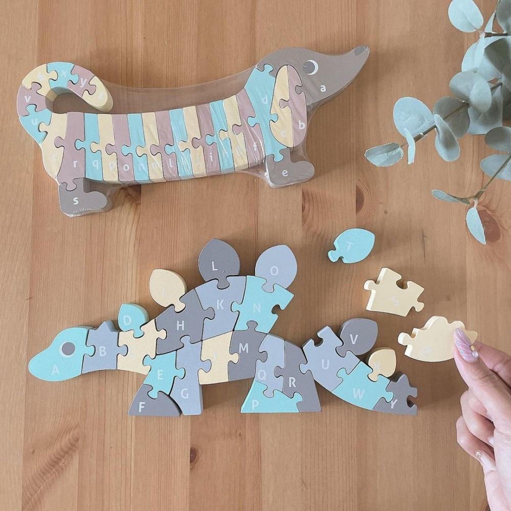 日本知育玩具開發潛能|木製恐龍英語拼圖 - 富士通販