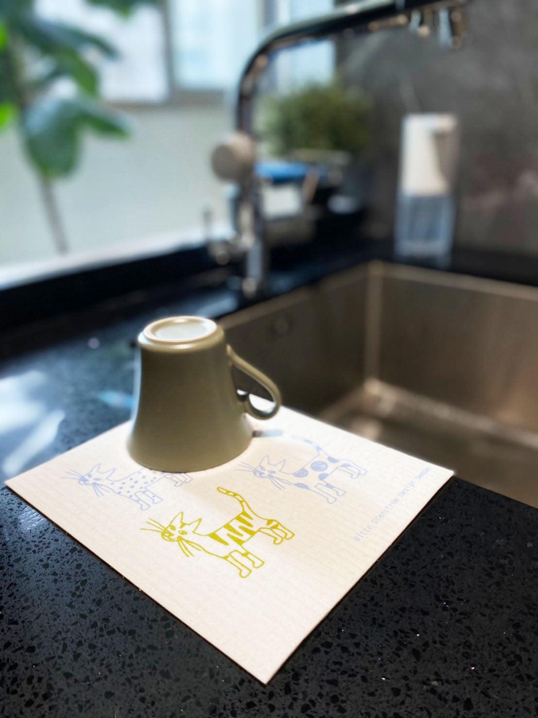 德國製造 不掉棉絮纖維素抹布 貓咪系列|強力吸水 速乾抗菌 不留水痕 - 富士通販