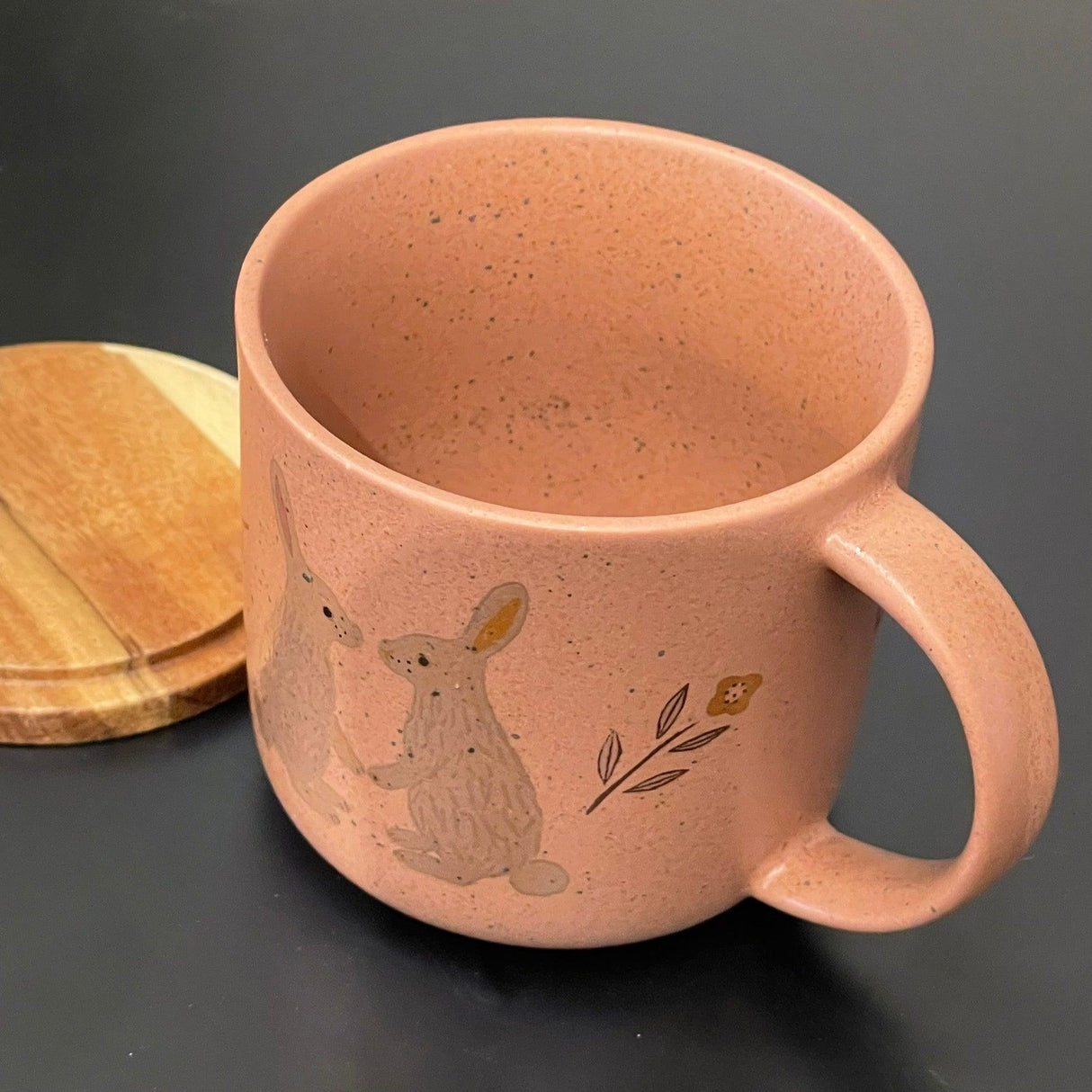 日本製 美濃燒 兔子 狼 陶瓷馬克杯 附蓋|咖啡杯 牛奶杯 水杯 - 富士通販