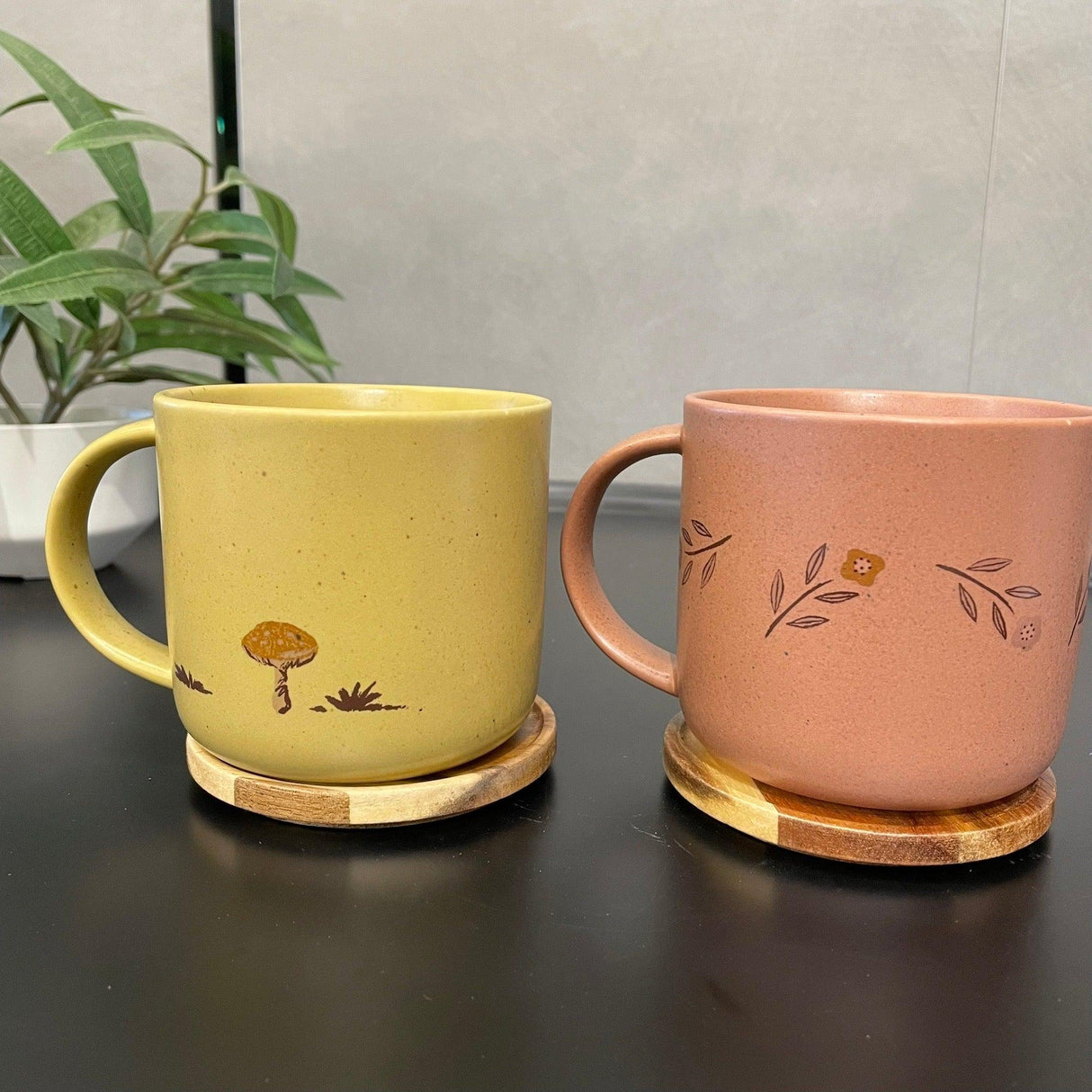 日本製 美濃燒 兔子 狼 陶瓷馬克杯 附蓋|咖啡杯 牛奶杯 水杯 - 富士通販