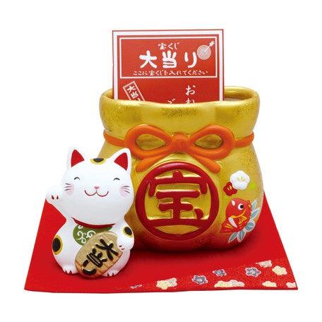 無釉陶招財貓彩票盒|裝飾招福吉祥物 - 富士通販