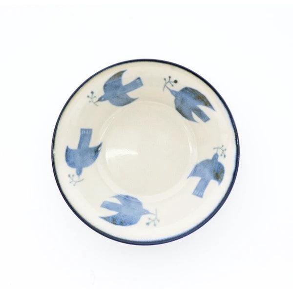 日本製 BISQUE 美濃燒 海鷗 花 陶瓷碗 |湯碗 飯碗 沙拉碗 - 富士通販