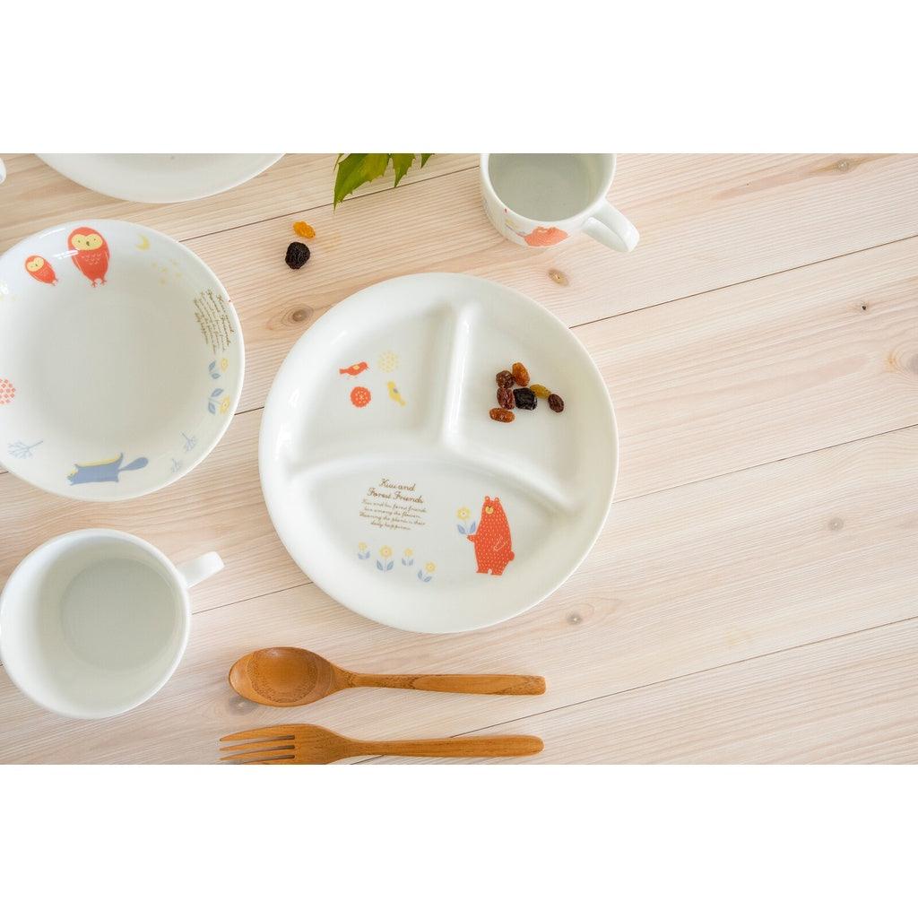 森林朋友 兒童餐具|陶瓷 圓盤 分隔盤 湯杯 - 富士通販