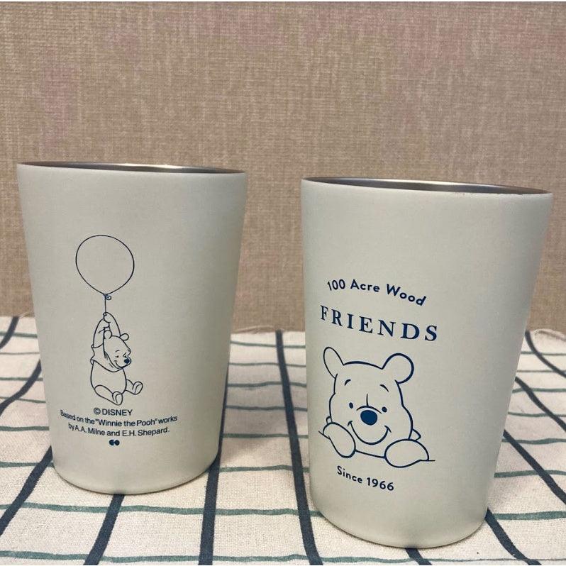 日本迪士尼|小熊維尼白色不鏽鋼水杯 - 富士通販