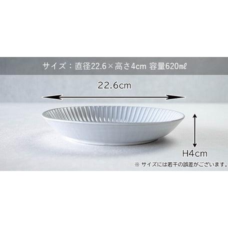日本製 美濃燒 細條紋灰色圓盤|義大利麵盤 生菜盤 陶瓷餐盤 - 富士通販