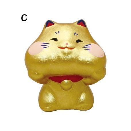 貓咪捧臉公仔|無釉陶瓷、辦公療癒、含算命書籤 - 富士通販