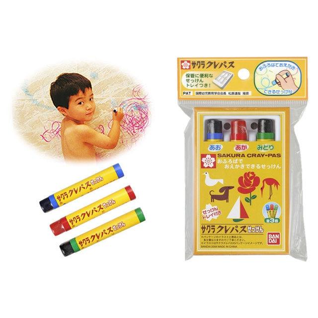 日本萬代三色肥皂繪畫蠟筆|浴室洗澡蠟筆玩具 - 富士通販