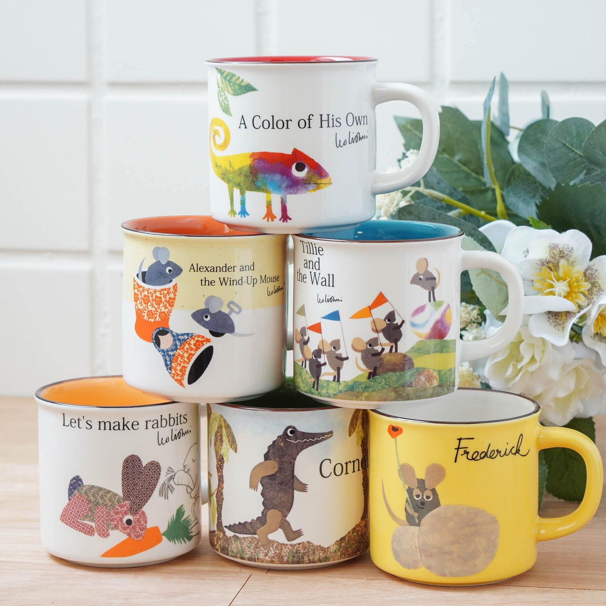 日本製 陶瓷馬克杯 (李歐.李奧尼 繪本大師)|田鼠阿佛、兔子、變色龍、鱷魚柯尼列斯、亞歷山大和發條鼠、老鼠蒂莉、小黑魚、青蛙 - 富士通販