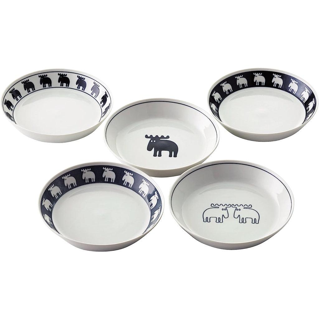 日本製 MOZ 陶瓷餐盤組 五入|水果盤 咖哩盤 深盤 - 富士通販