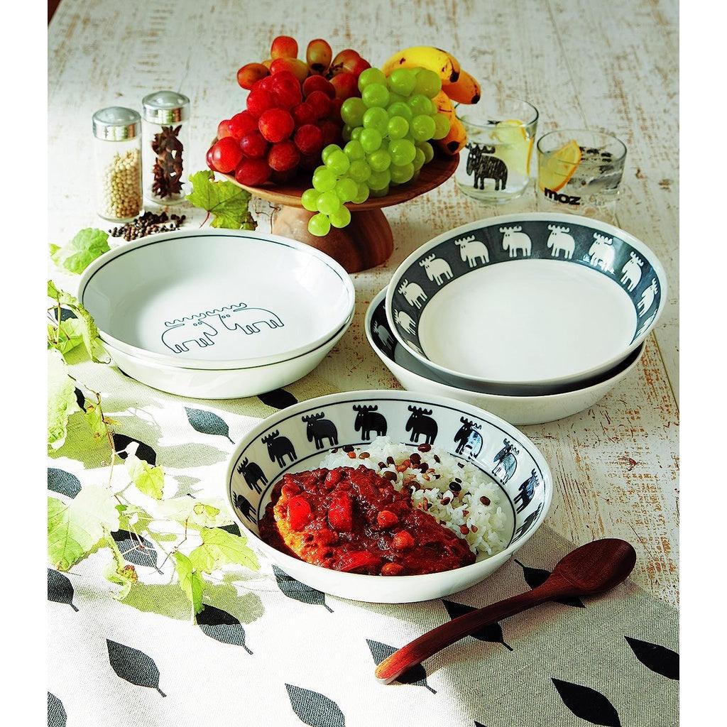 日本製 MOZ 陶瓷餐盤組 五入|水果盤 咖哩盤 深盤 - 富士通販