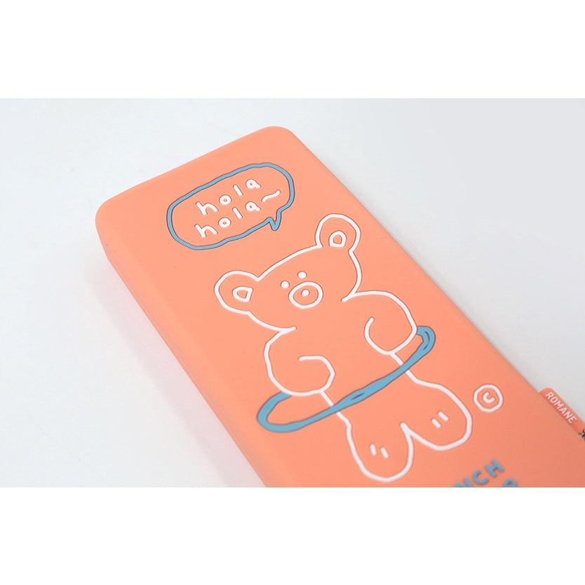 韓國 Romane hola 熊熊 矽膠鉛筆盒|筆袋 韓國鉛筆盒 收納袋 - 富士通販