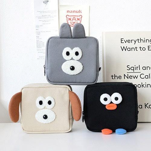 韓國 Romane 早午餐兄弟 方型收納包|兔兔 狗狗 Pompom - 富士通販