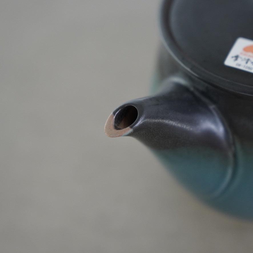 日本製 常滑燒 一心作土耳其藍漸層日式茶壺|横手急須 陶瓷網 - 富士通販