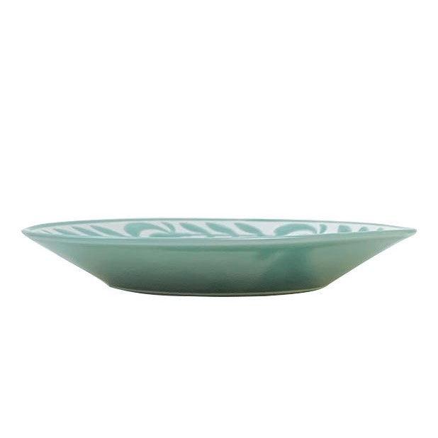 日本製 浮雕淺綠花鈴餐盤|前菜 點心 甜點 麵包 沙拉 - 富士通販