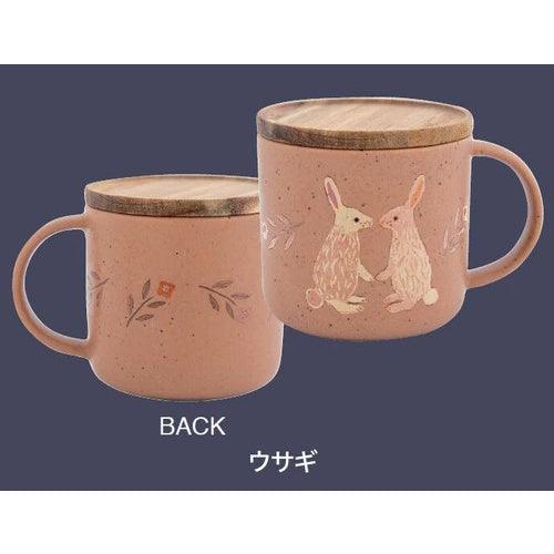 日本製 美濃燒 兔子 狼 陶瓷馬克杯 附蓋|咖啡杯 牛奶杯 水杯 - 富士通販