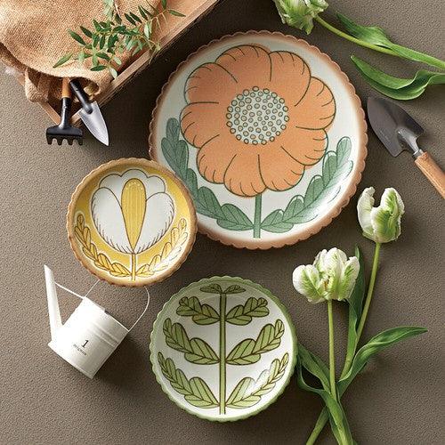 日本製 復古 花草 陶瓷餐具|義大利麵盤 甜點盤 點心碗 - 富士通販