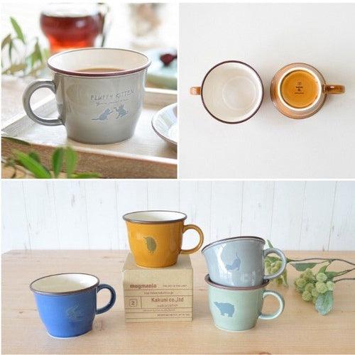 日本製 美濃燒 動物 剪影|大容量馬克杯 湯杯 陶瓷盤 - 富士通販