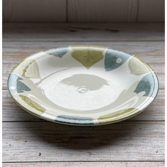 日本製 美濃燒 春夏手葉紋圓盤|沙拉 水果 主菜盤 義大利麵盤 - 富士通販